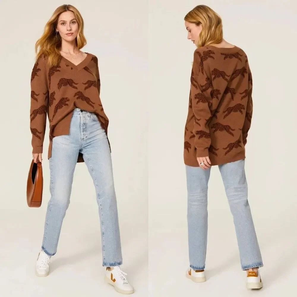 Show Me Your Mumu Gilligan Jumping Cheetah Sweater S